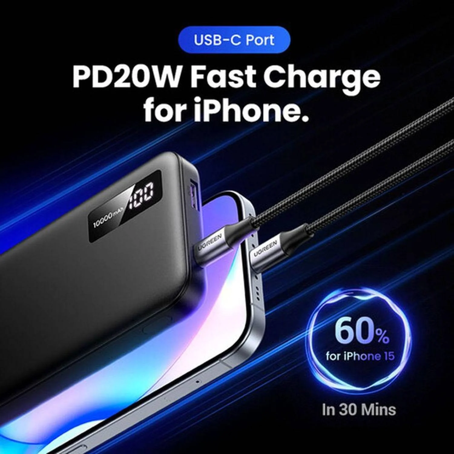 UGREEN 10000mAh Two-way Fast Charging Power Bank - Image 3