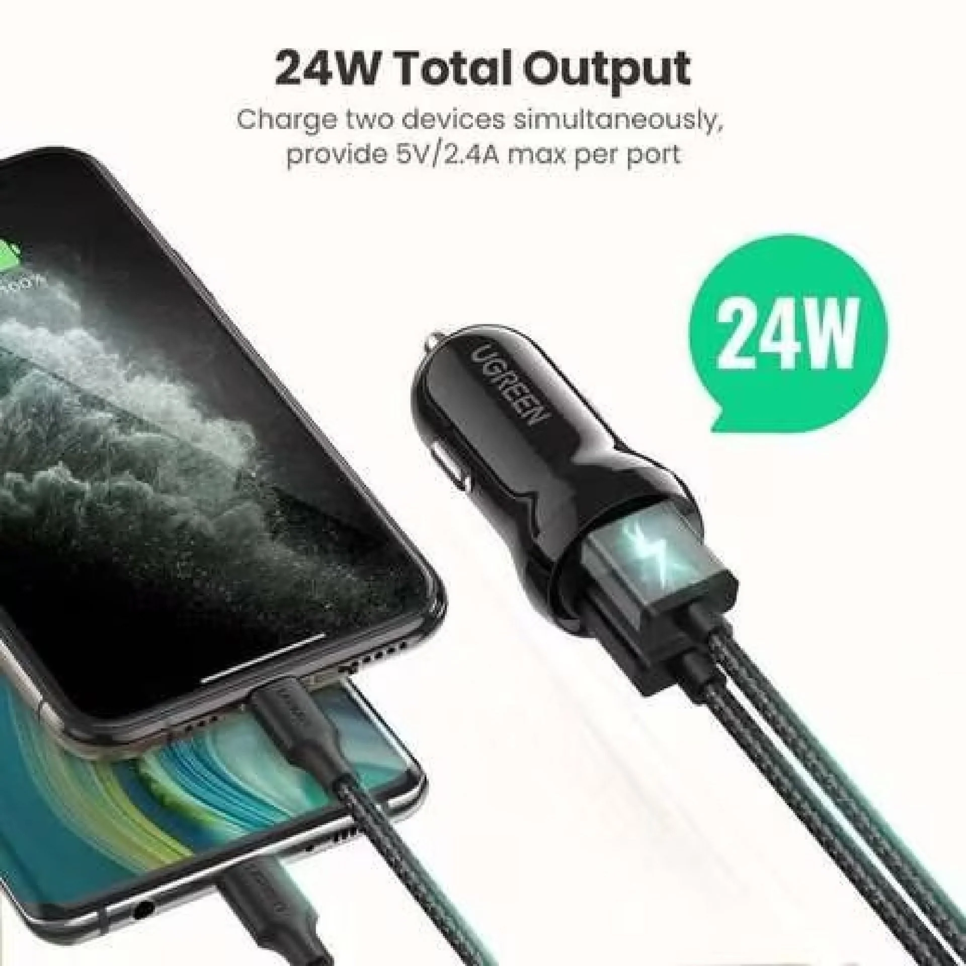 UGREEN Dual USB Car Charger - Image 2